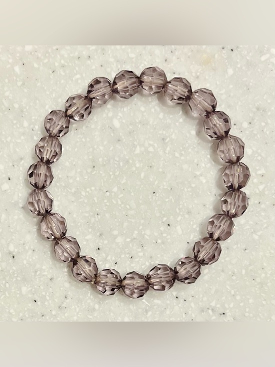 Vintage Jewelry - Vintage Faceted Smoky Purple Beaded Stretch Bracelet
